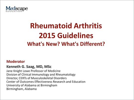 Rheumatoid Arthritis 2015 Guidelines Whats New Whats Different Transcript 