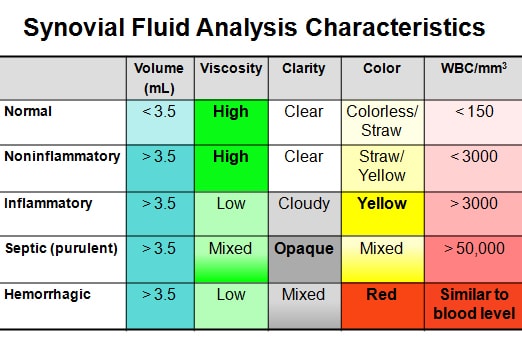 synovial fluid cell count