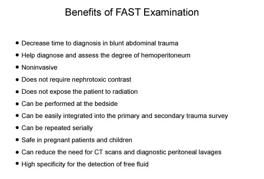 eFAST: extended Focused Assessment with Sonography in Trauma 