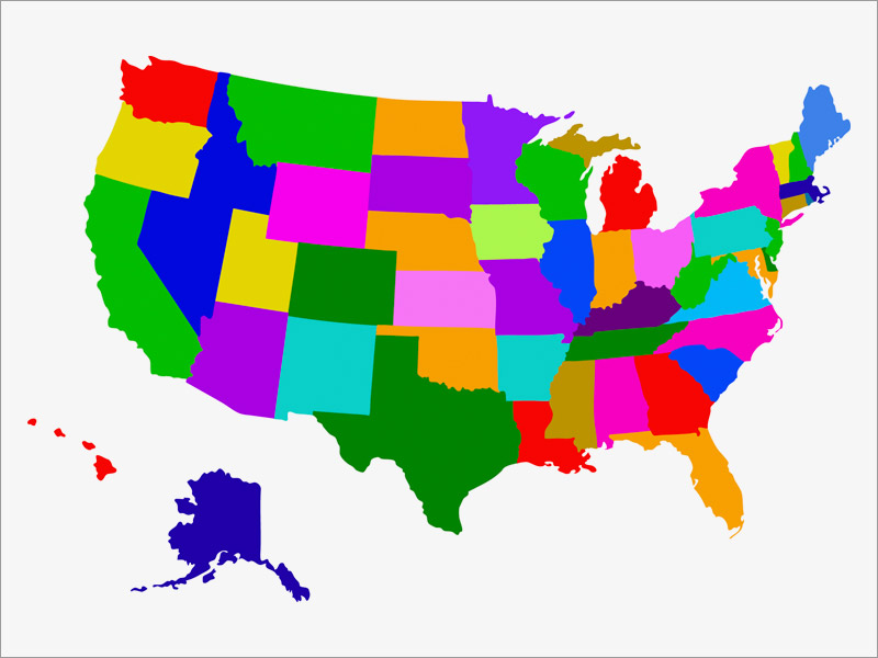 Карта США С флагом. Карта США вектор. Base Color Map. State coloured