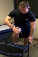 Testing for piriformis pain. Involved hip is flexe