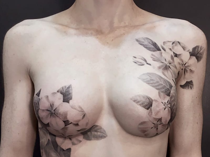 Artist David Allen empowers women who have had their breasts removed to fee...