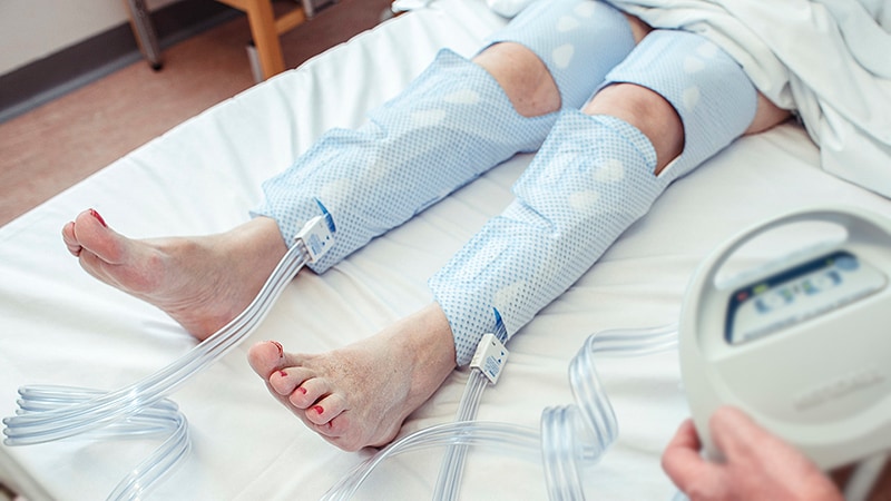 photos of patients wearing sequential compression devices